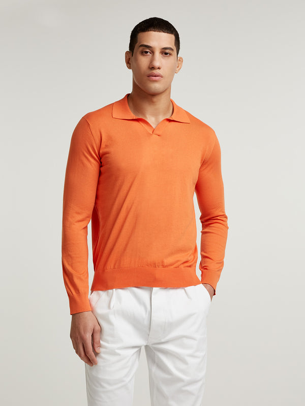 Orange Summer Open Collar Polo