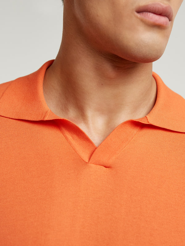 Orange Summer Open Collar Polo