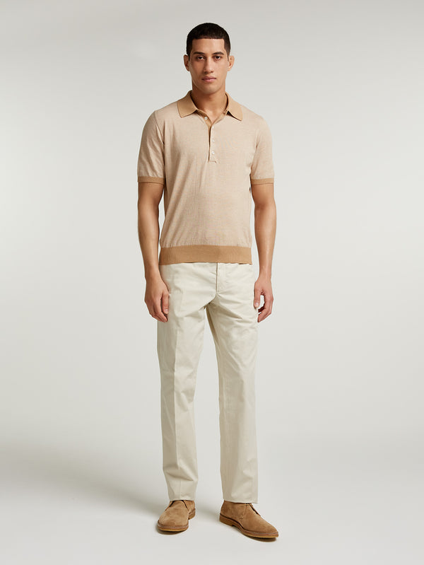 Cafe/Ecru Stripe Polo Shirt