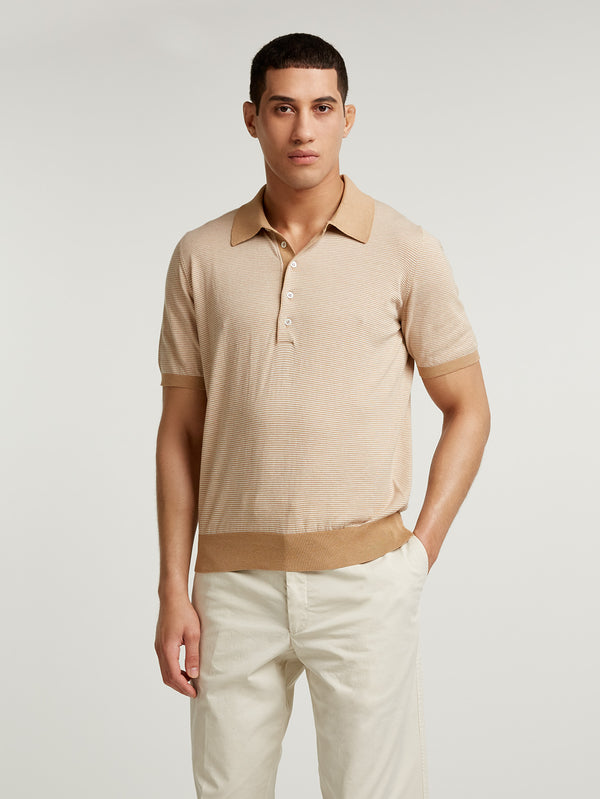 Cafe/Ecru Stripe Polo Shirt