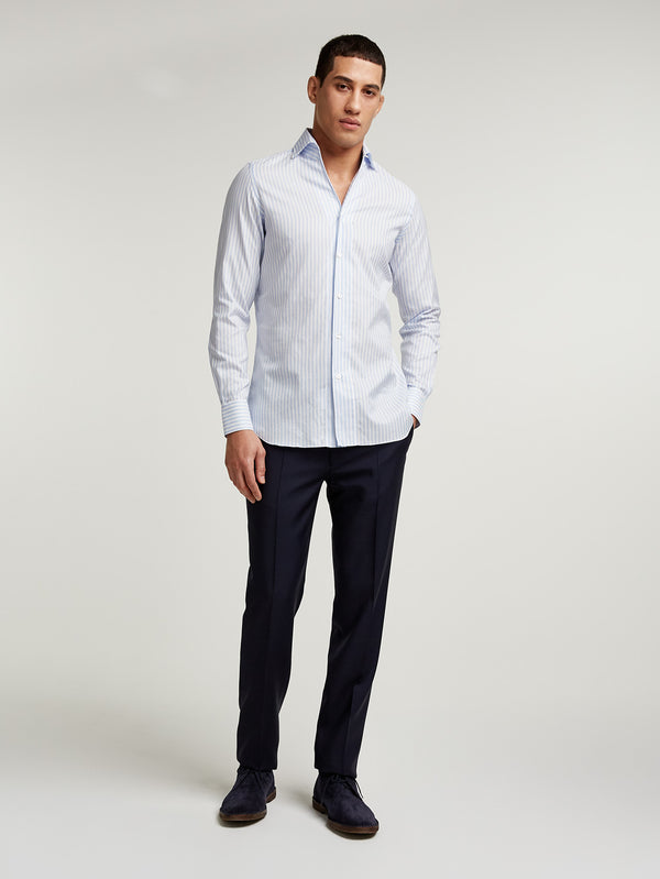 Blue Stripe Open Collar Shirt