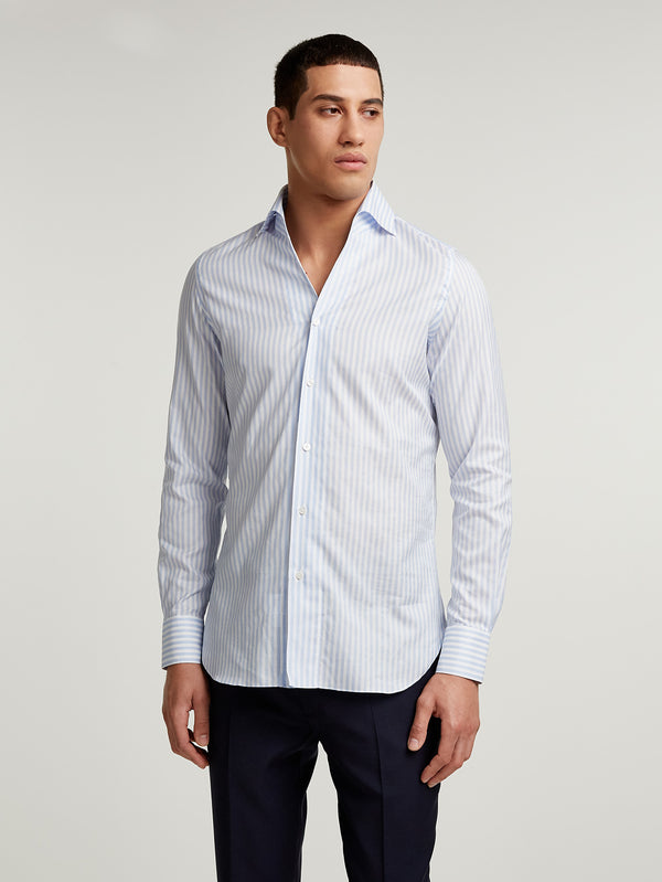 Blue Stripe Open Collar Shirt