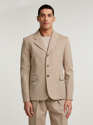 Camel Oxford Single Breasted Jacket