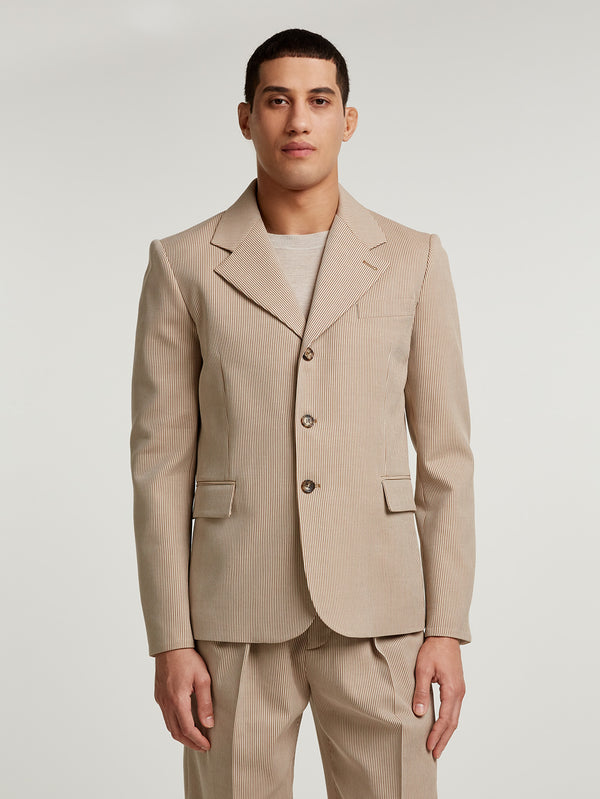 Camel Oxford Single Breasted Jacket