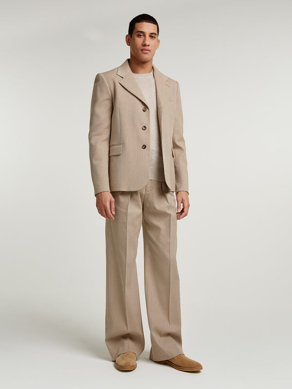 Camel Oxford Single Breasted Jacket