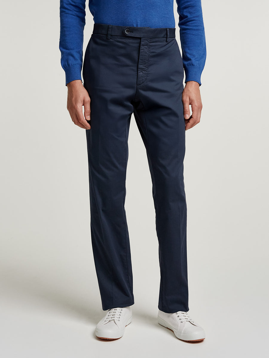 Navy Cotton Comfort Trouser