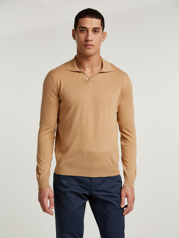 Sand Summer Open Collar Polo