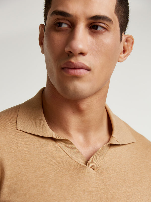 Sand Summer Open Collar Polo