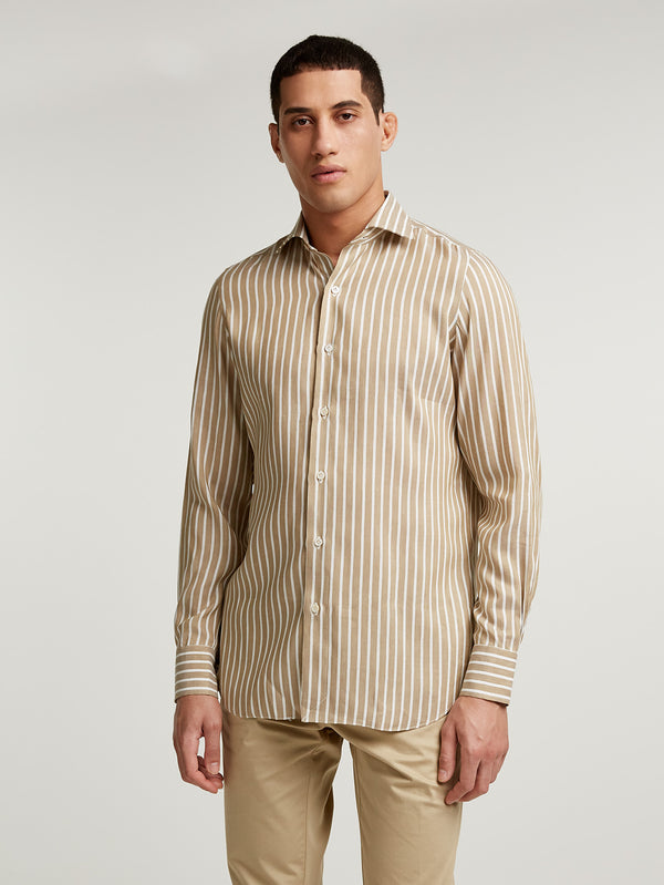 Brown Stripe Cotton Shirt