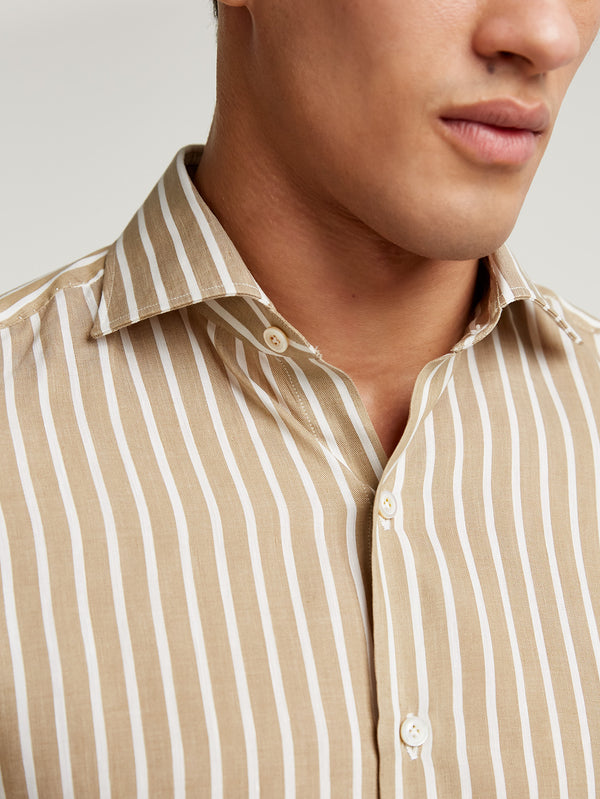 Brown Stripe Cotton Shirt