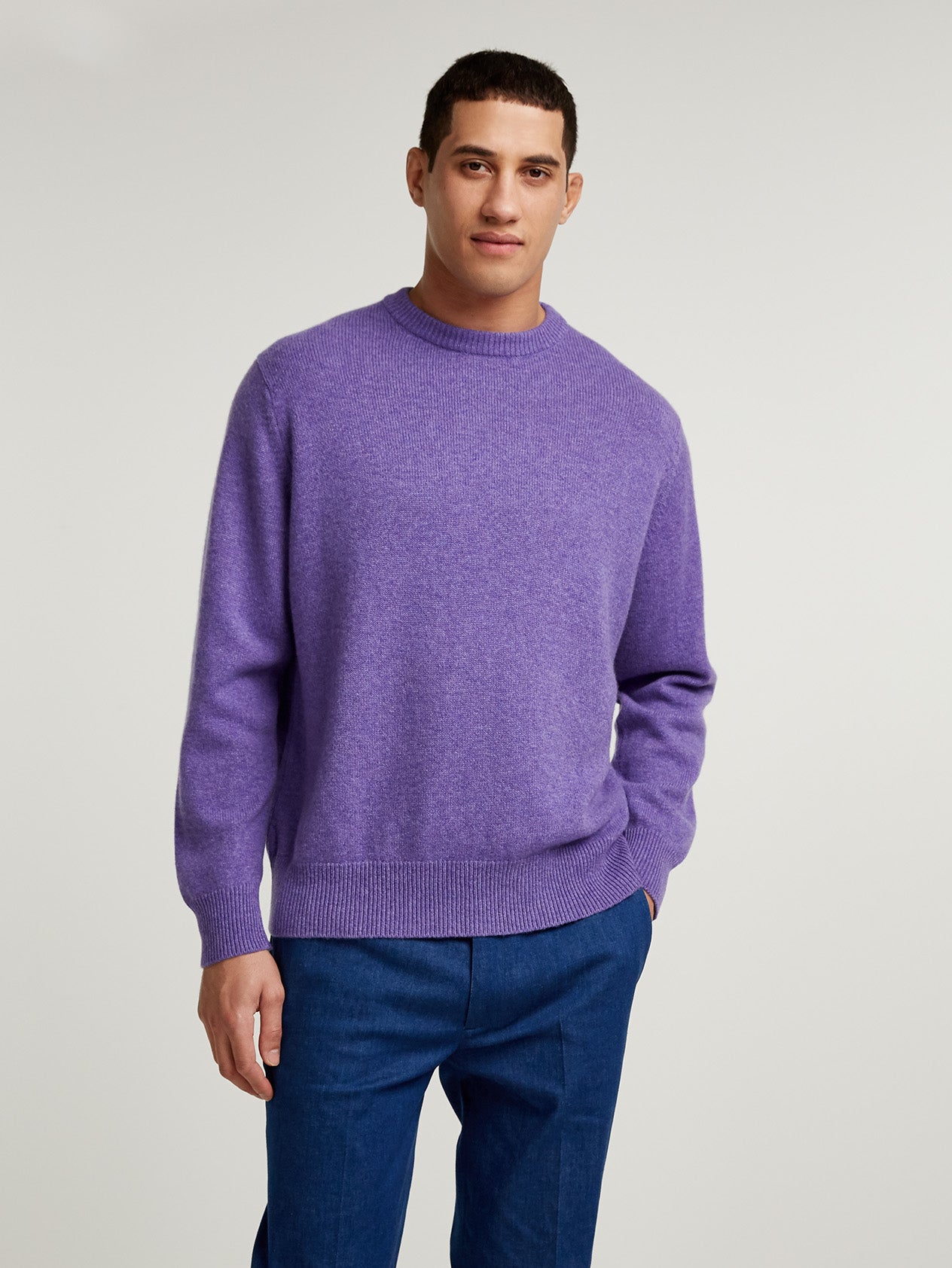 Purple 4 Ply Favourite Sweater | Connolly Cashmere Crew Neck