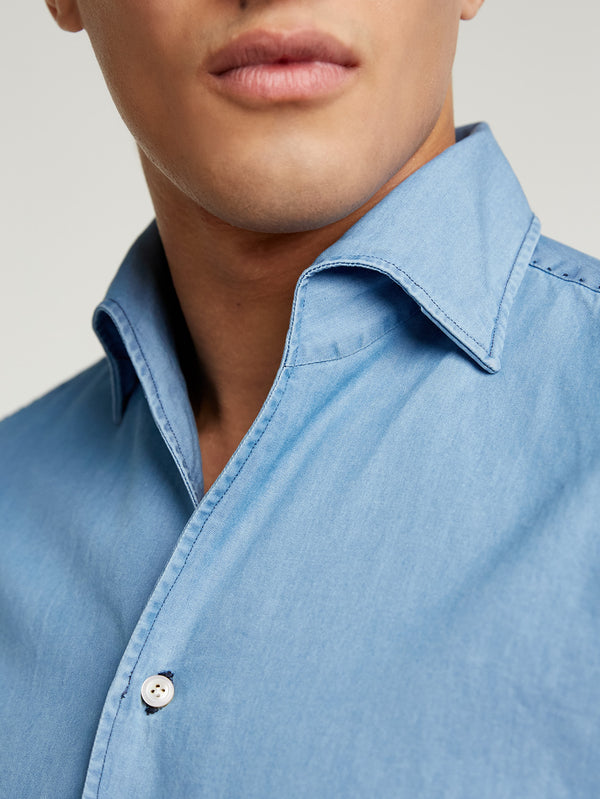 Light Blue Open Collar Shirt