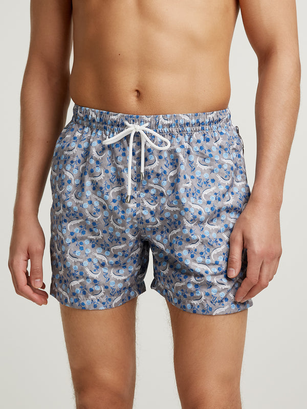 Blue Crocodile Swimming Trunks