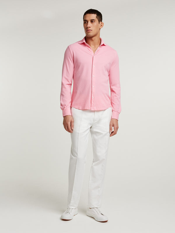 Pink Pique Cotton Polo Shirt
