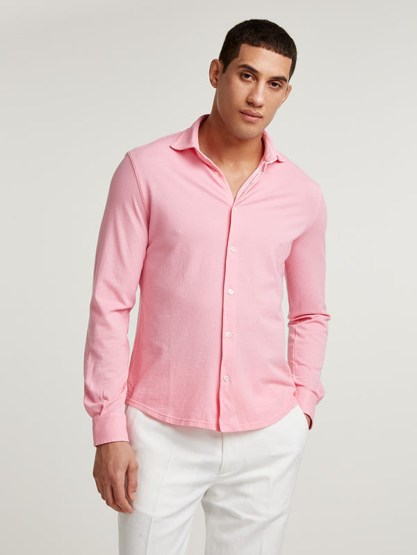 Pink Pique Cotton Polo Shirt
