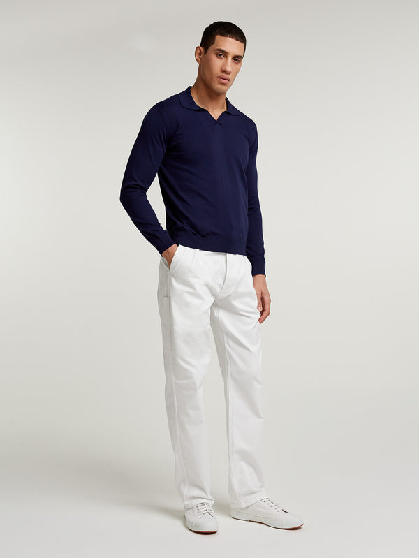 Navy Summer Open Collar Polo
