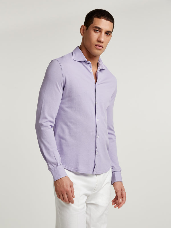 Lavender Pique Cotton Polo Shirt