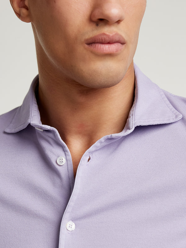 Lavender Pique Cotton Polo Shirt