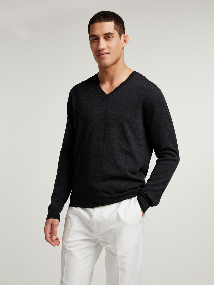 Charcoal Rally V Neck - Connolly