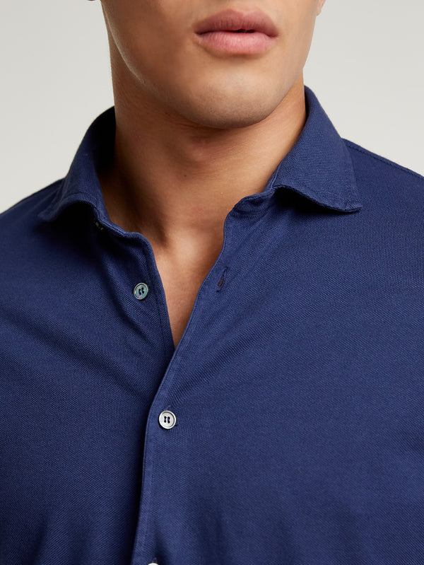 Navy Pique Cotton Polo Shirt