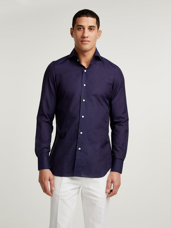 Navy Linen Cotton Shirt