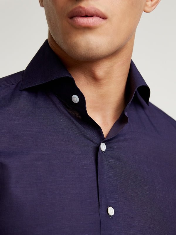 Navy Linen Cotton Shirt