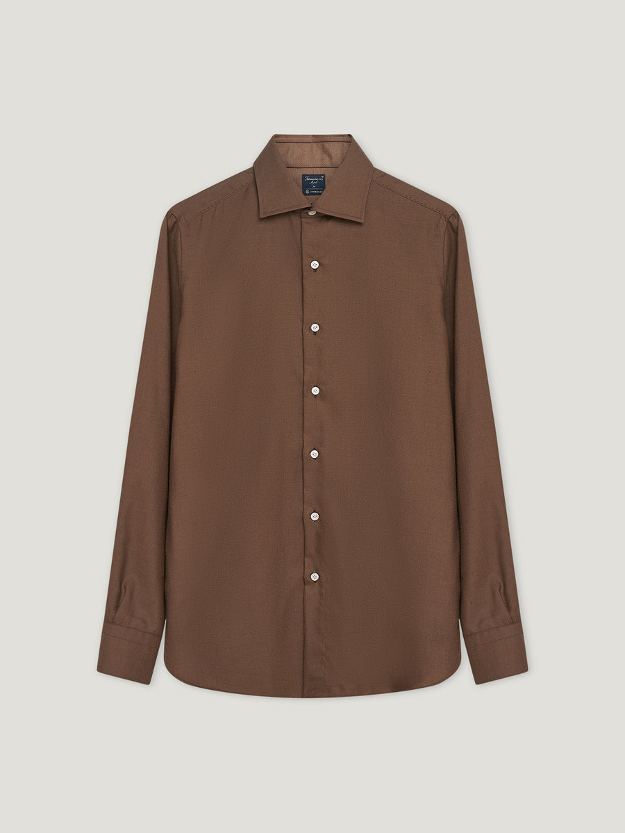 Brown Cashmere Hand Finish Shirt - Connolly