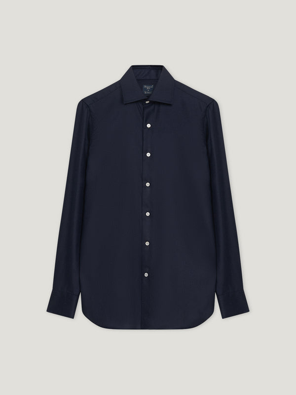 Navy Cashmere Hand Finish Shirt