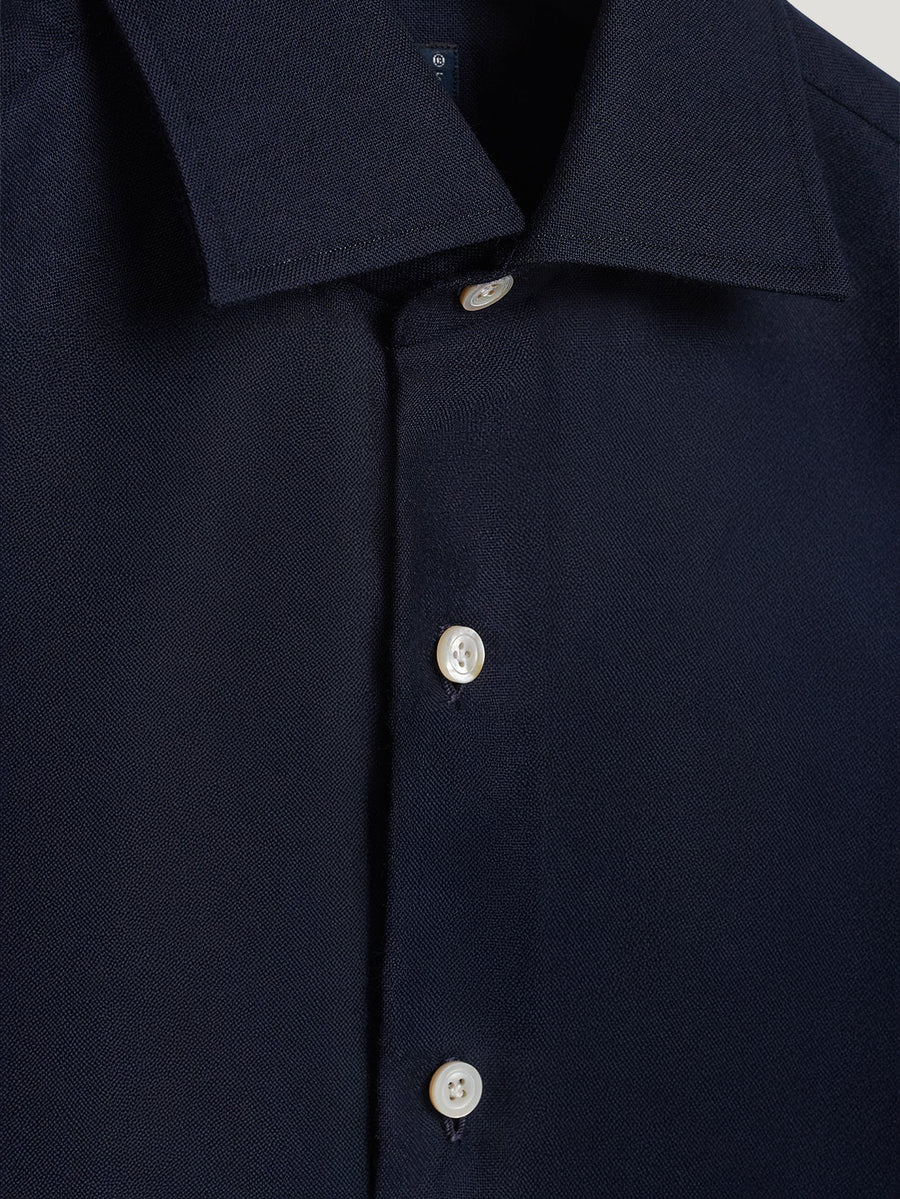 Navy Cashmere Hand Finish Shirt - Connolly