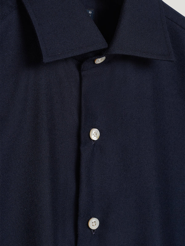 Navy Cashmere Hand Finish Shirt
