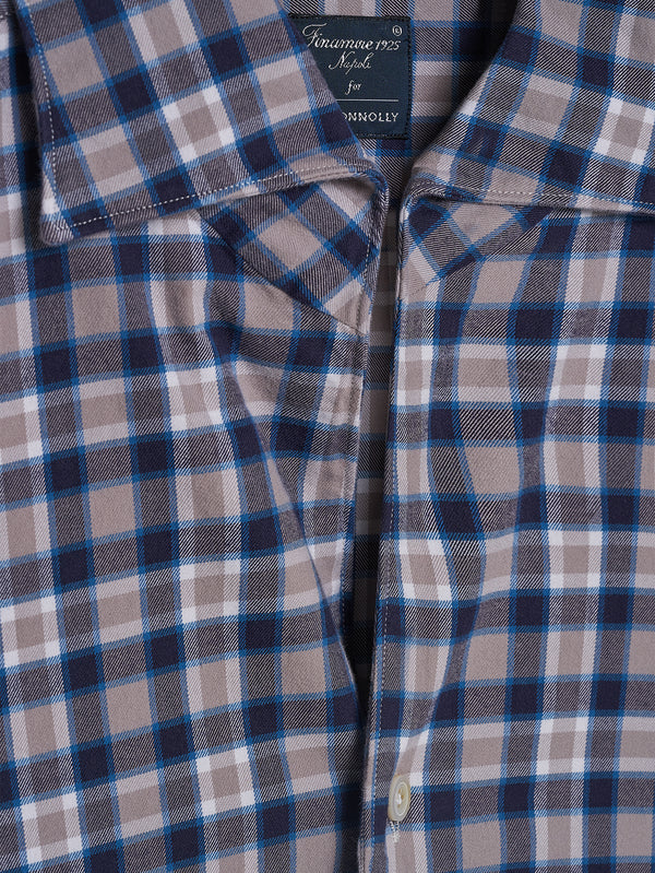 Beige/ Blue Comfort Hand Finish Shirt