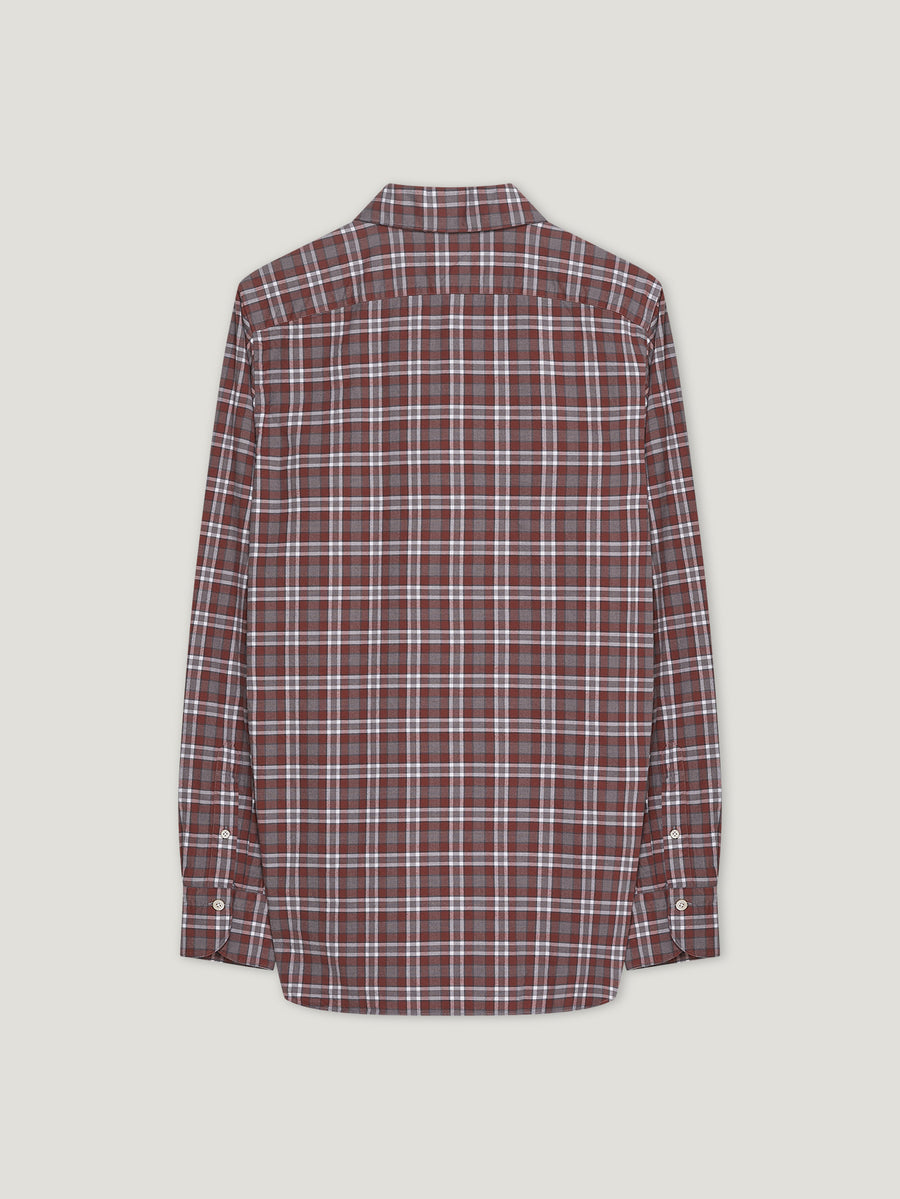 Tobacco/Grey Comfort Hand Finish Shirt - Connolly
