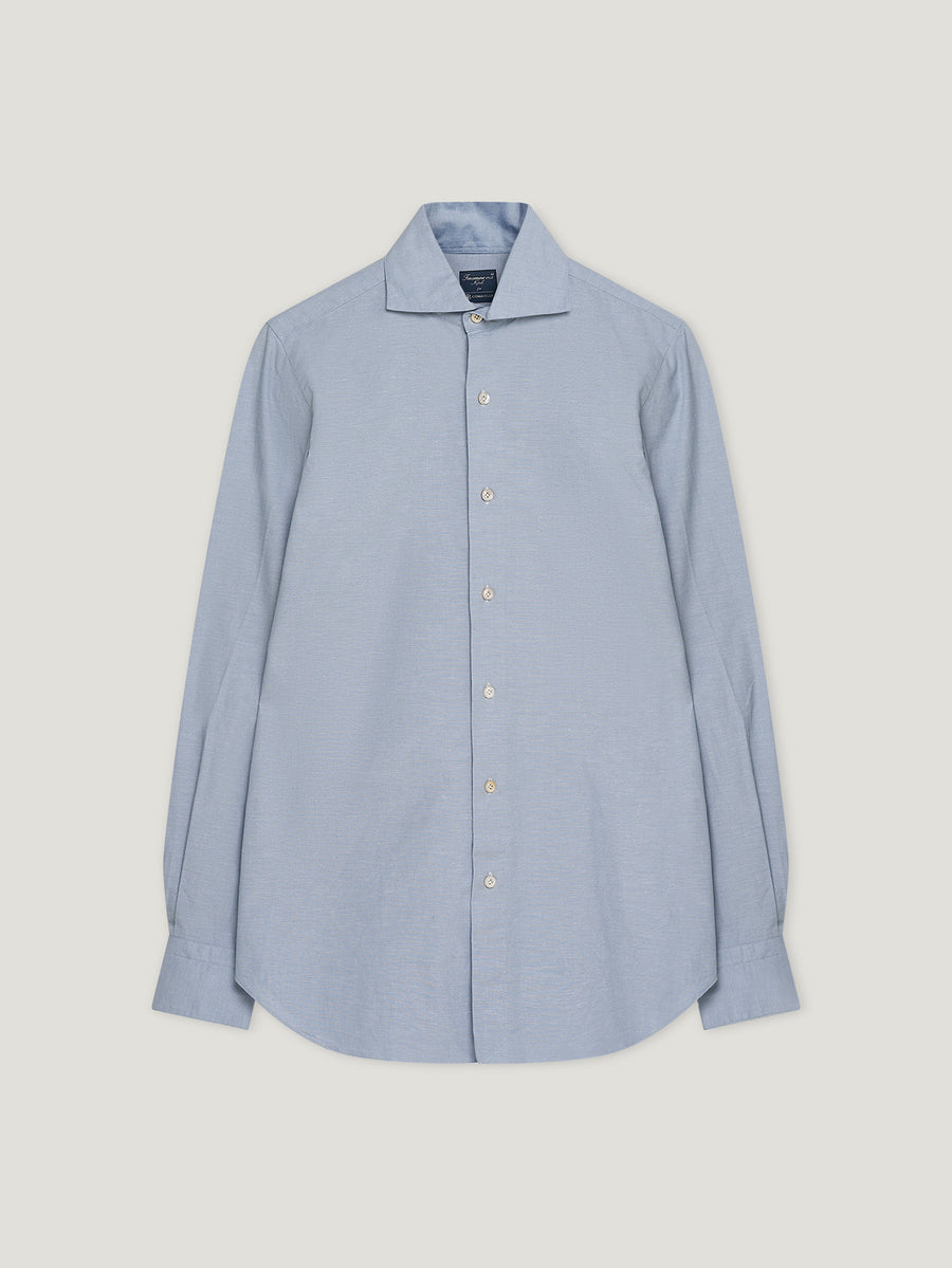 Blue Spread Collar Hand Finish Shirt - Connolly