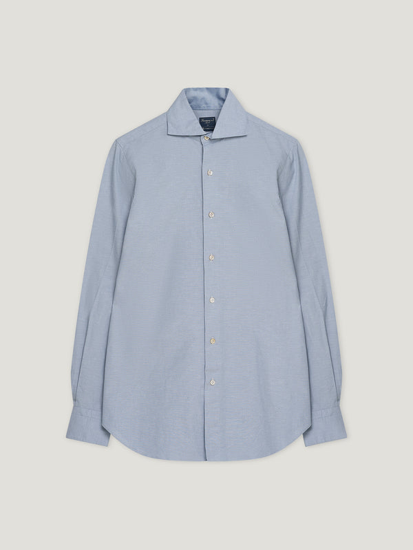 Blue Spread Collar Hand Finish Shirt