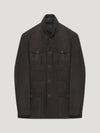 Dark Brown Suede Safari Lined Jacket