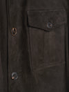 Dark Brown Suede Safari Lined Jacket