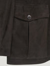 Dark Brown Suede Safari Lined Jacket