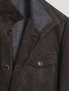 Dark Brown Suede Safari Lined Jacket