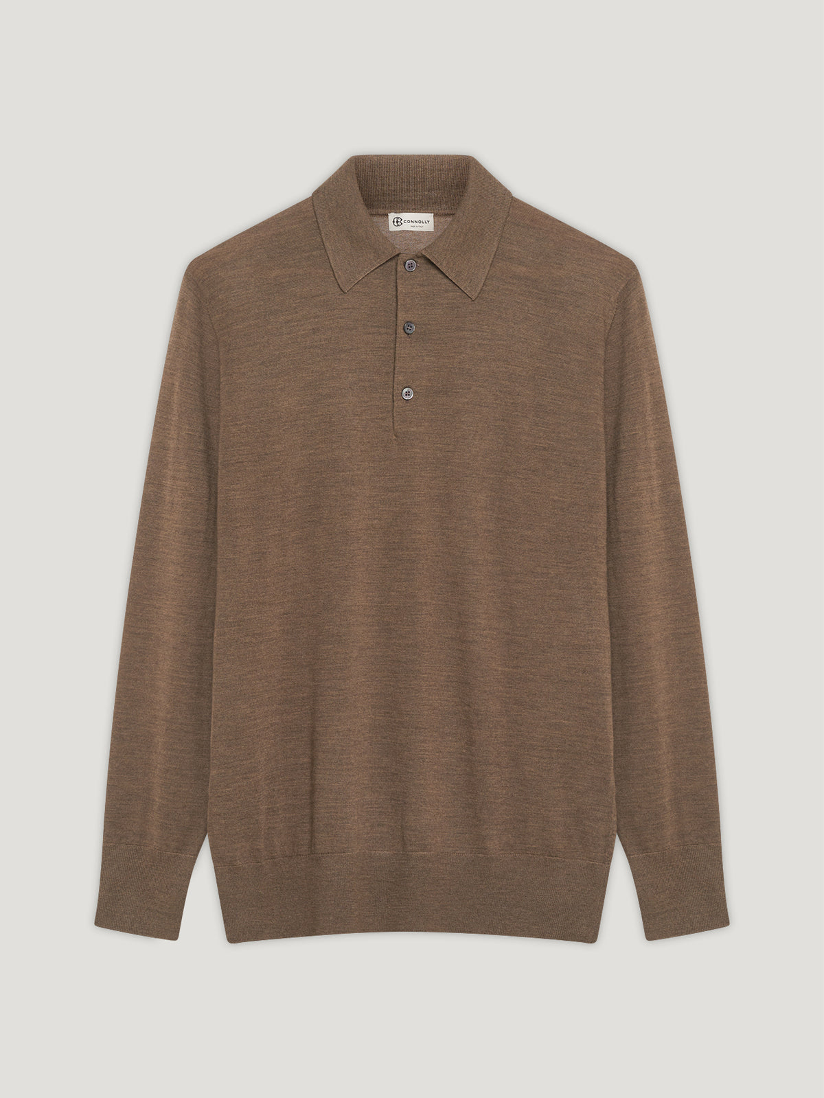 Brown 3 Button Merino Polo Shirt - Connolly