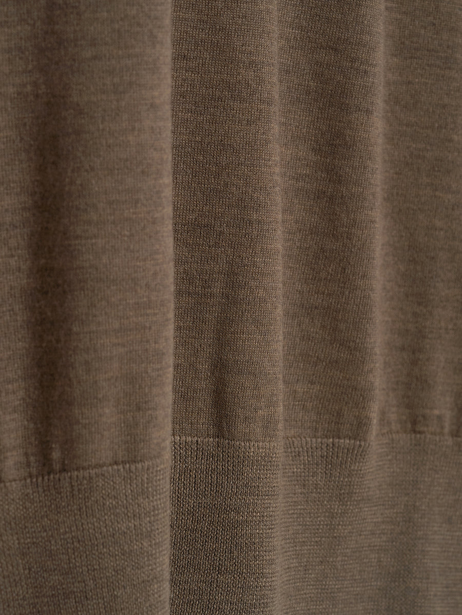 Brown 3 Button Merino Polo Shirt - Connolly
