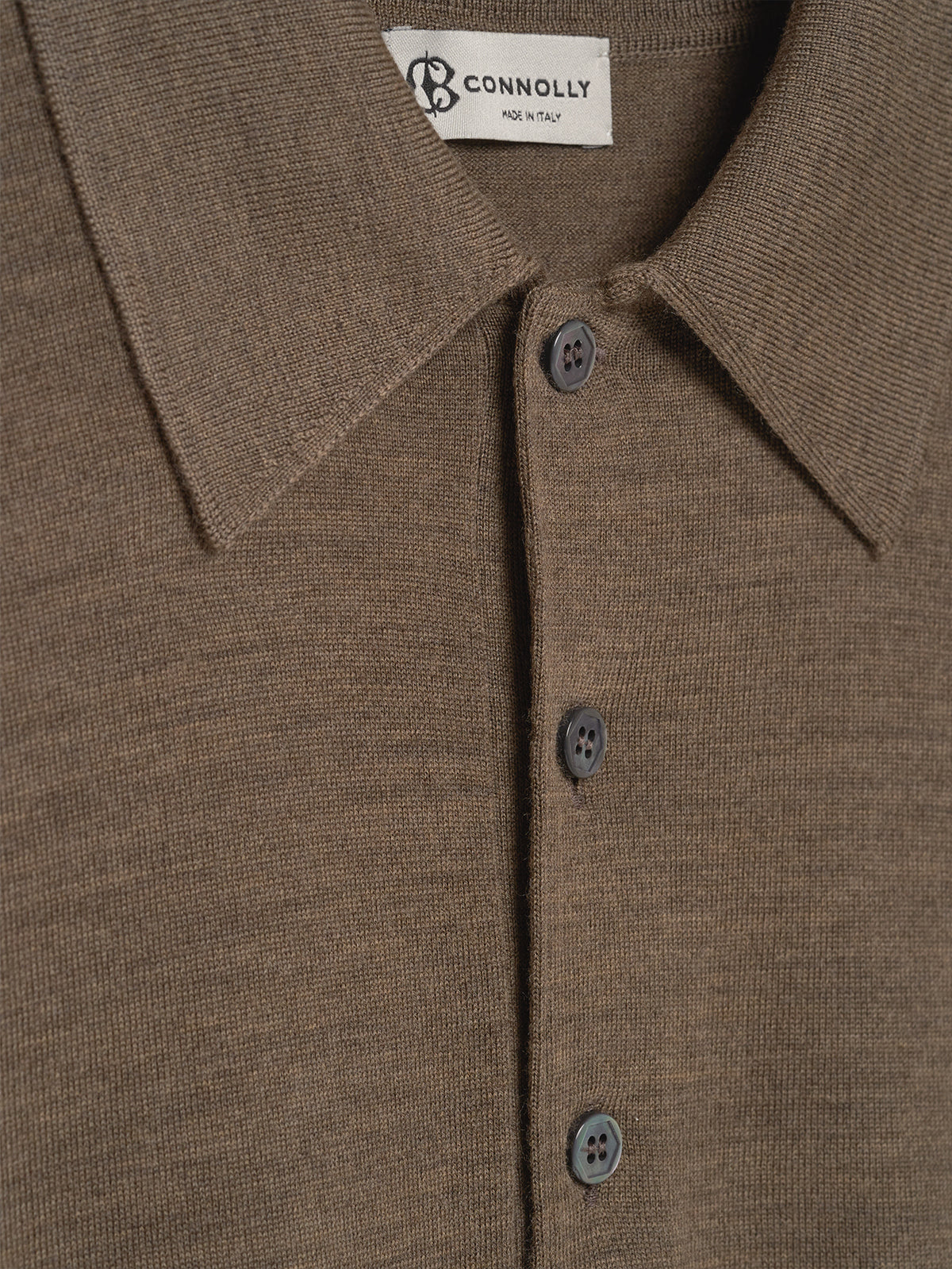 Brown 3 Button Merino Polo Shirt - Connolly