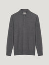 Grey 3 Button Merino Polo Shirt