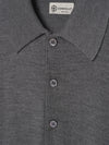 Grey 3 Button Merino Polo Shirt