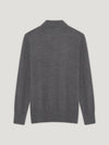Grey 3 Button Merino Polo Shirt