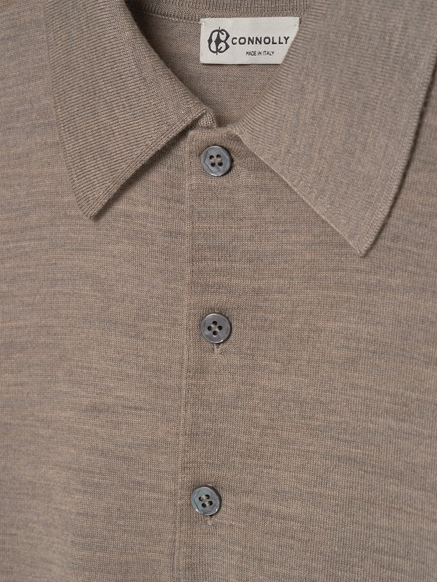 Natural 3 Button Merino Polo Shirt - Connolly