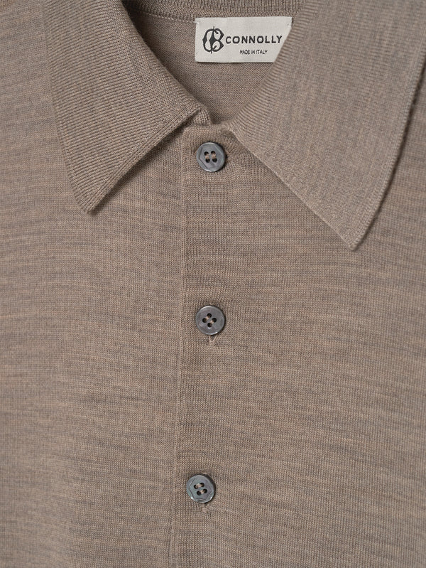 Natural 3 Button Merino Polo Shirt
