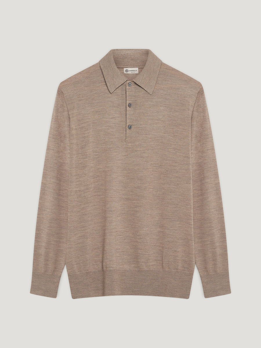 Natural 3 Button Merino Polo Shirt - Connolly