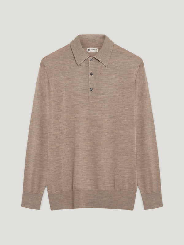 Natural 3 Button Merino Polo Shirt