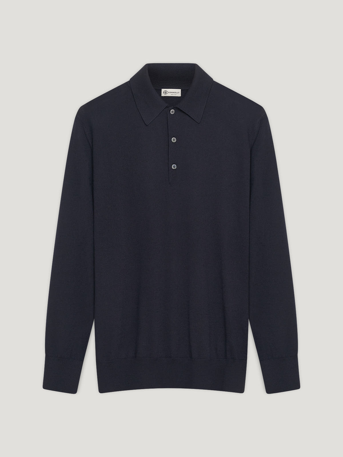 Navy 3 Button Merino Polo Shirt - Connolly