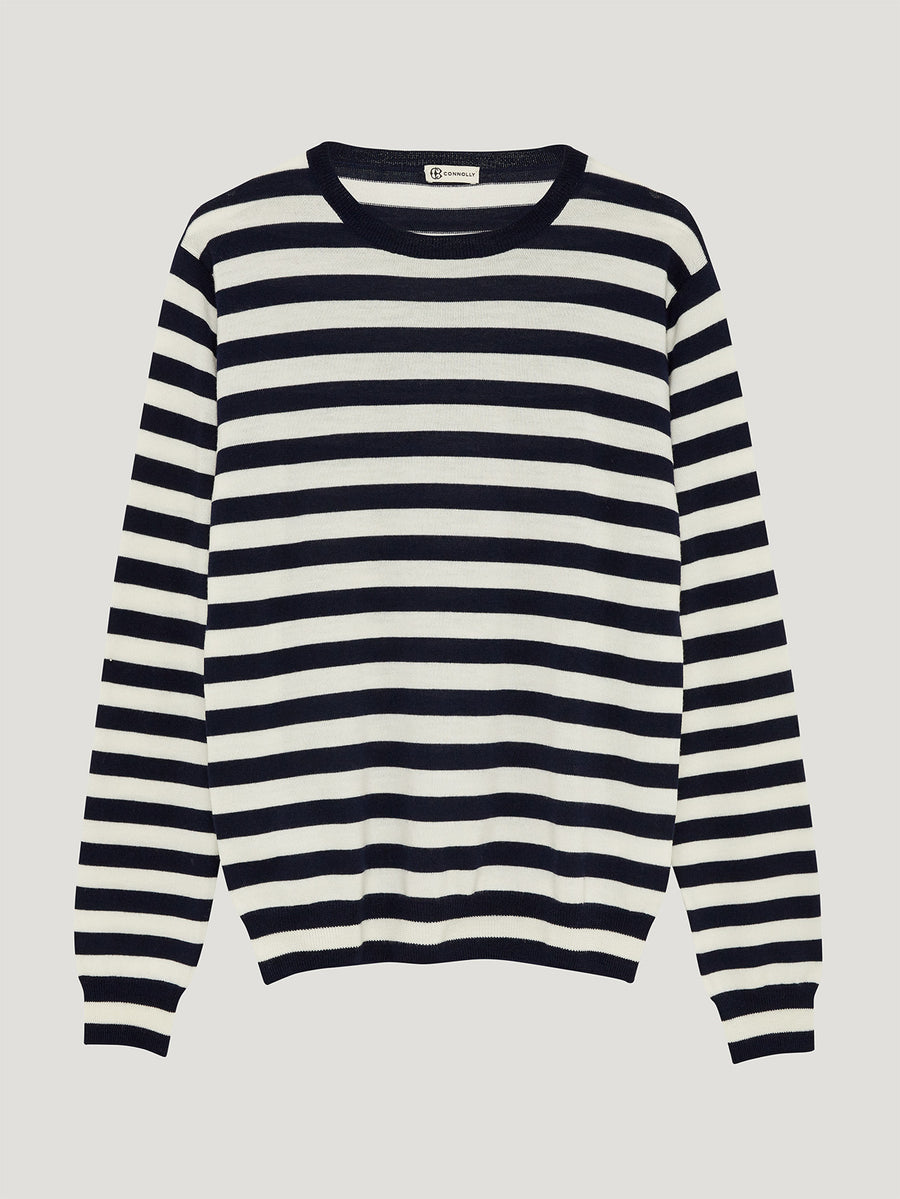 Navy Rally Stripe Sweater - Connolly